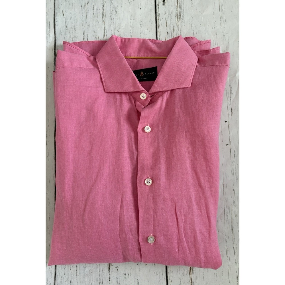 Men's Robert Talbott Pink Button Down Shirt L 100% linen